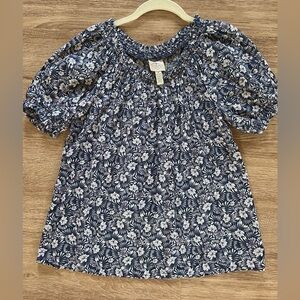 St John's Bay- Blue and White Floral Short Sleeve Blouse (EUC)